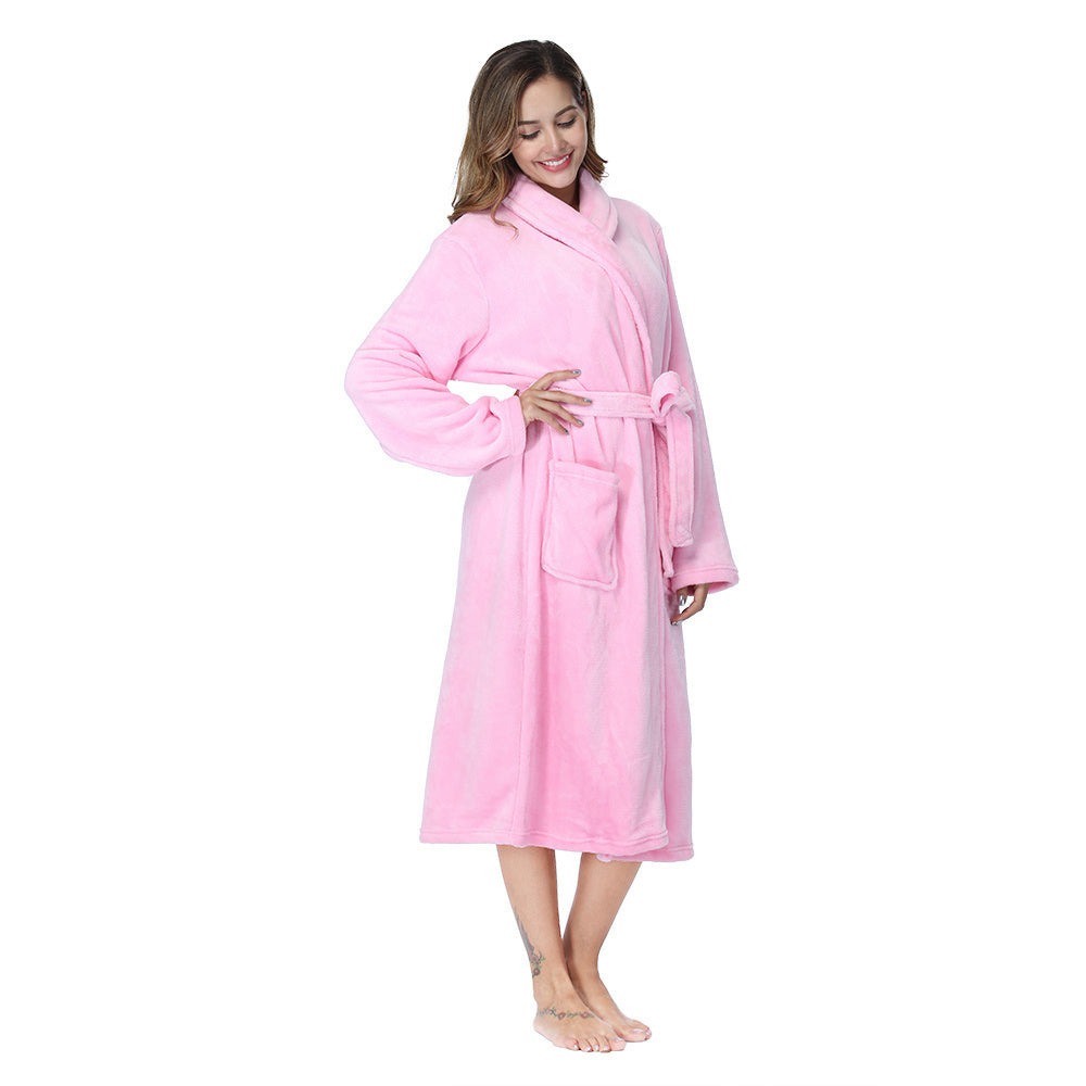 RONGTAI Womens Bathrobe Ladies Fleece Plush Warm Long Robes Fleece Nightgown Sleepwear