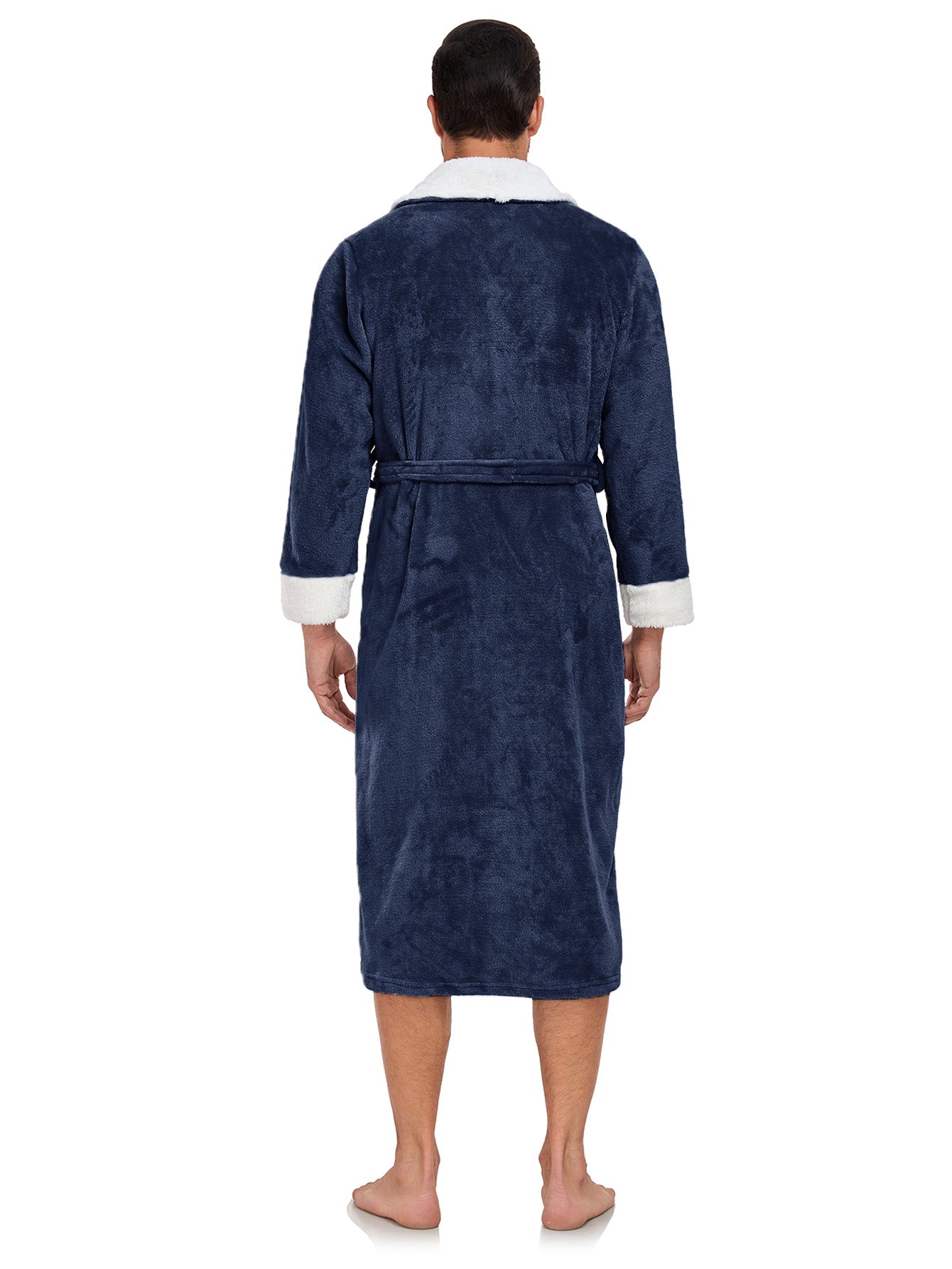 RONGTAI Men's Plush Long Bathrobe – Soft, Warm & Luxurious Fleece Comfort