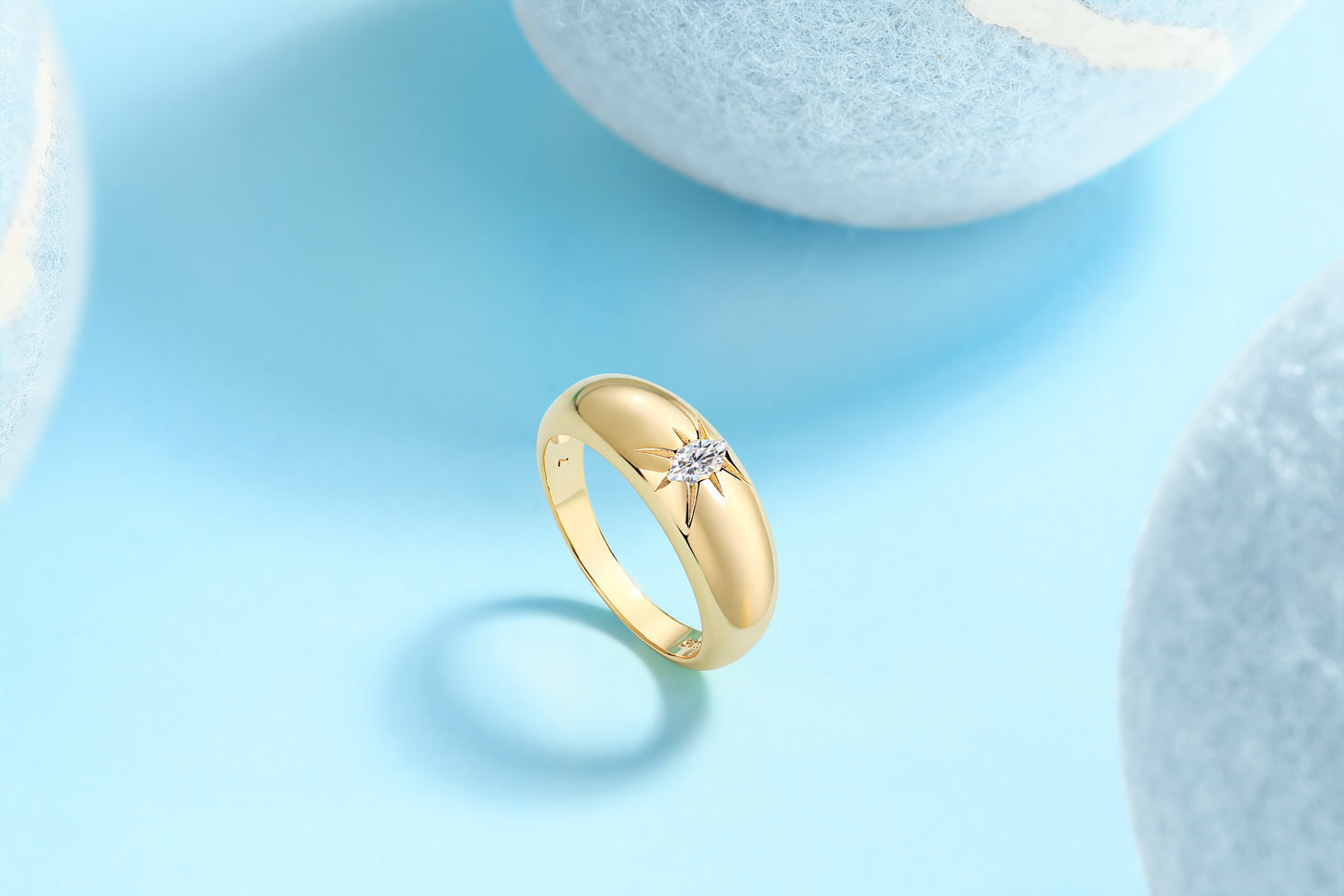 Radiant Moissanite Elegance – 925 Sterling Silver Ring With Gold Plated Finish