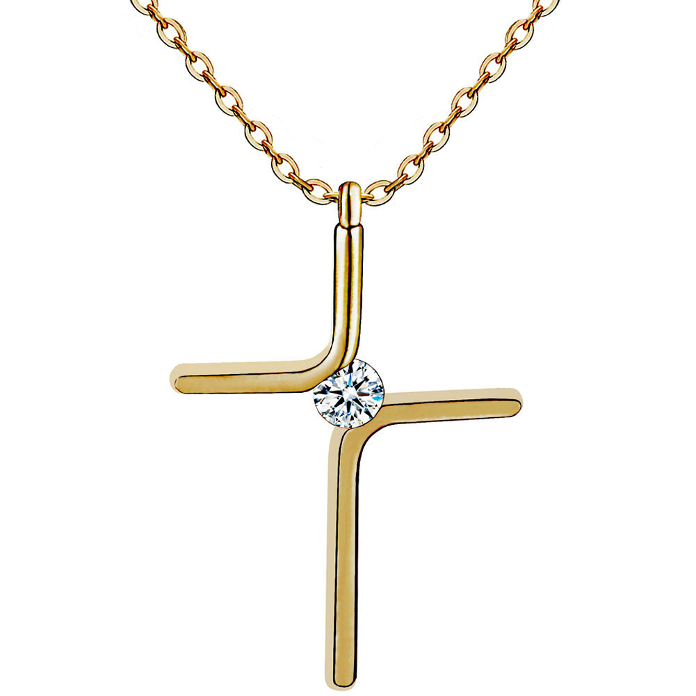 Cross Pendant Titanium Steel Necklace – Elegant Gold & Silver Minimalist Jewelry for Women