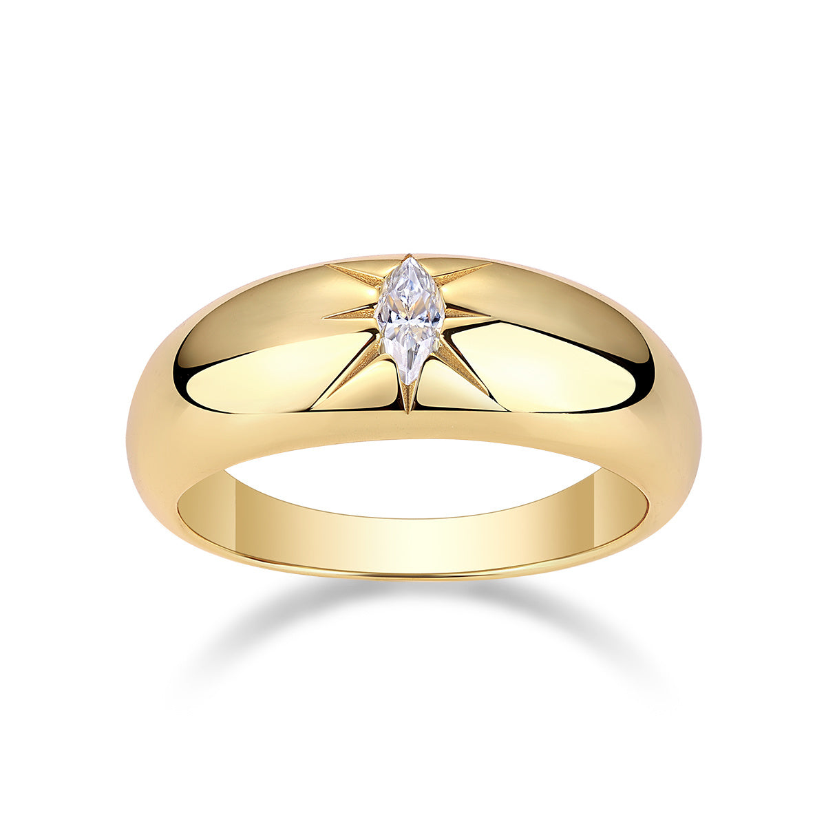 Radiant Moissanite Elegance – 925 Sterling Silver Ring With Gold Plated Finish