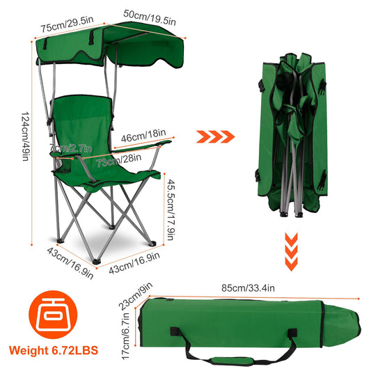 Foldable Camping Chair with Sunshade for Outdoor Use