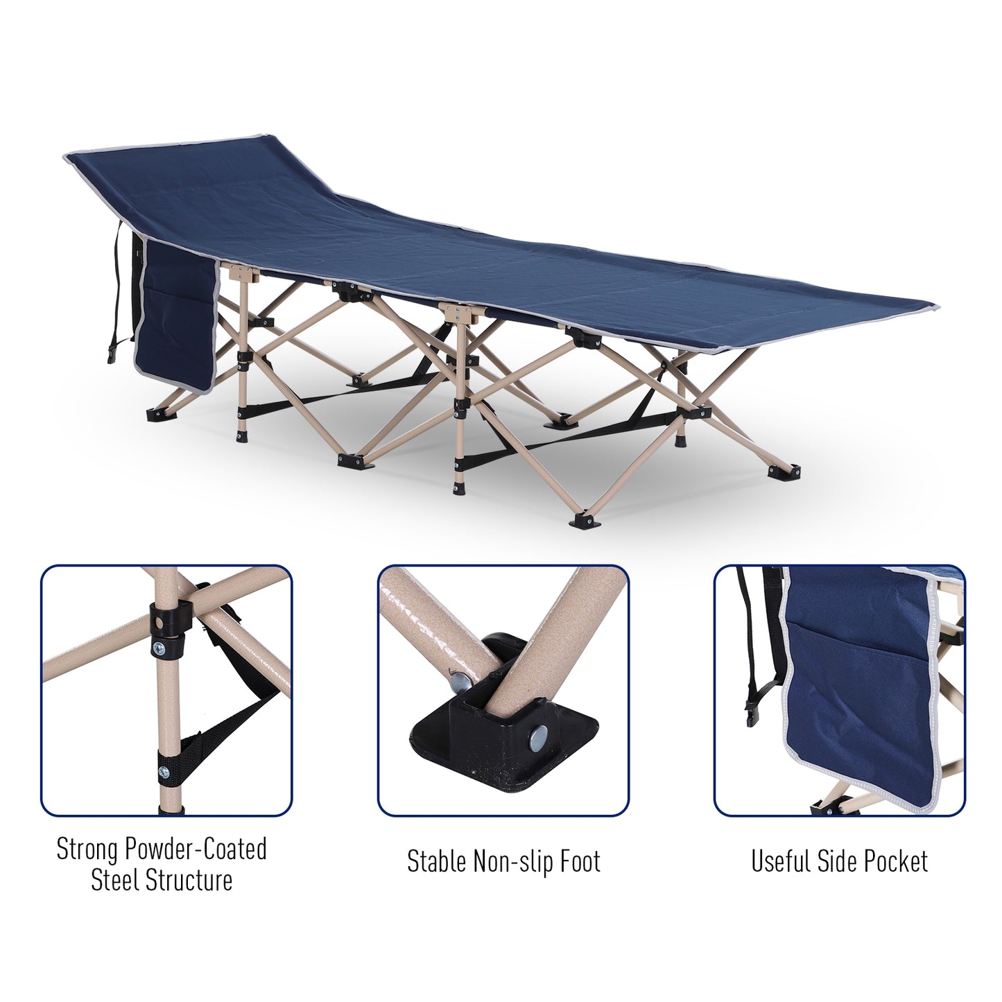 Folding Camping Cot for Adults – Portable Outdoor Sleeping Bed with Carry Bag (330 lb Capacity)