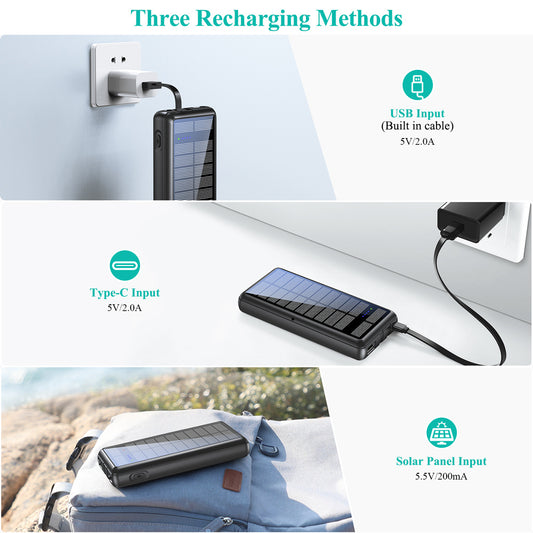 Dual-Wire Solar Power Bank – Fast, Reliable & Outdoor-Ready Charger