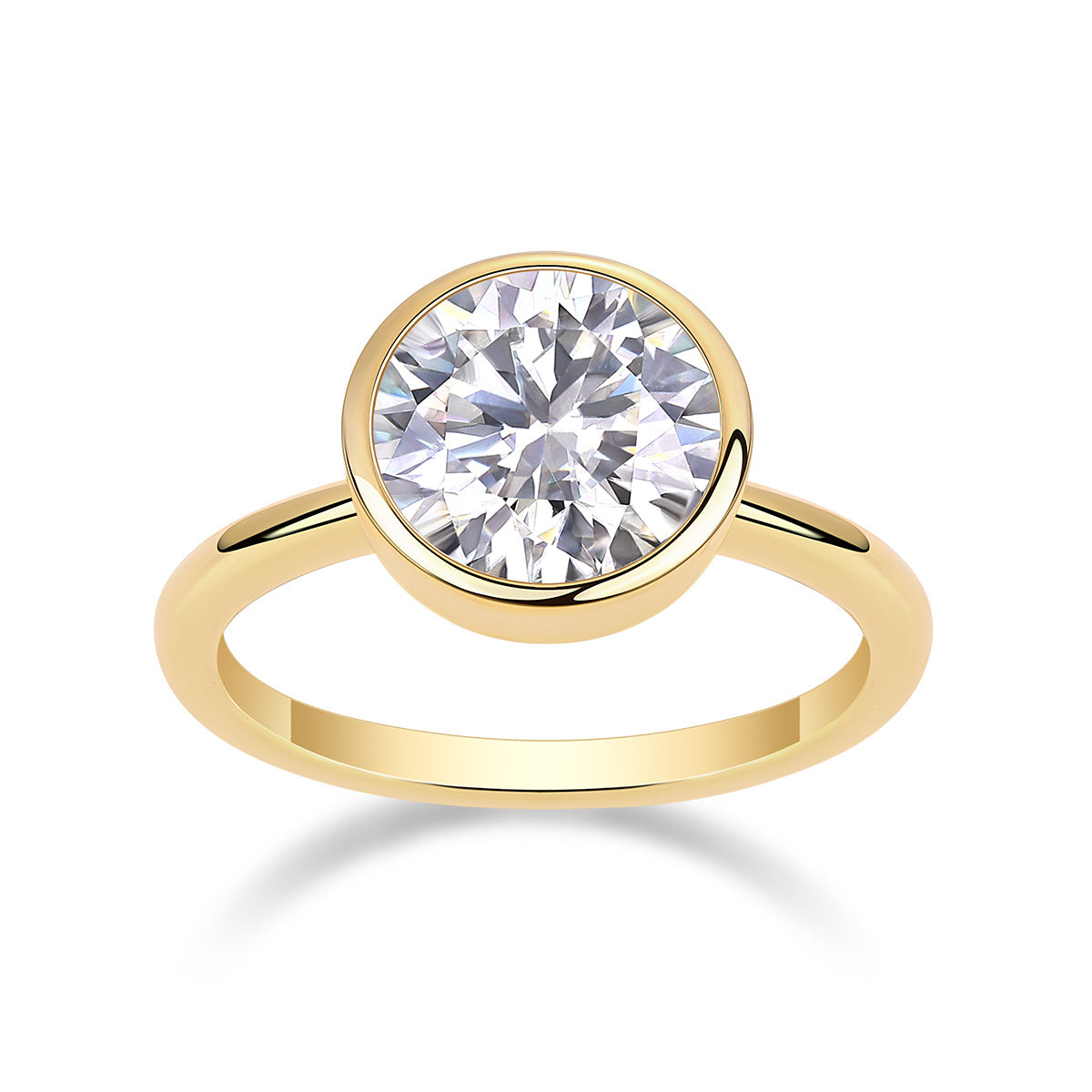 Luxury Moissanite Silver Ring – 925 Sterling, Gold-Plated Shine, Timeless Elegance