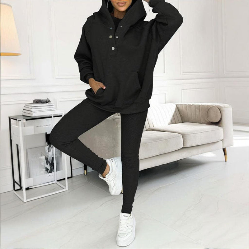 Women’s 3-Piece Cozy Lounge Set – Oversized Top, Tank & High-Waist Pants