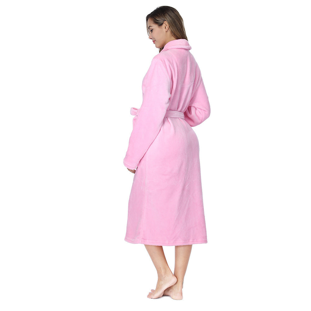 RONGTAI Womens Bathrobe Ladies Fleece Plush Warm Long Robes Fleece Nightgown Sleepwear