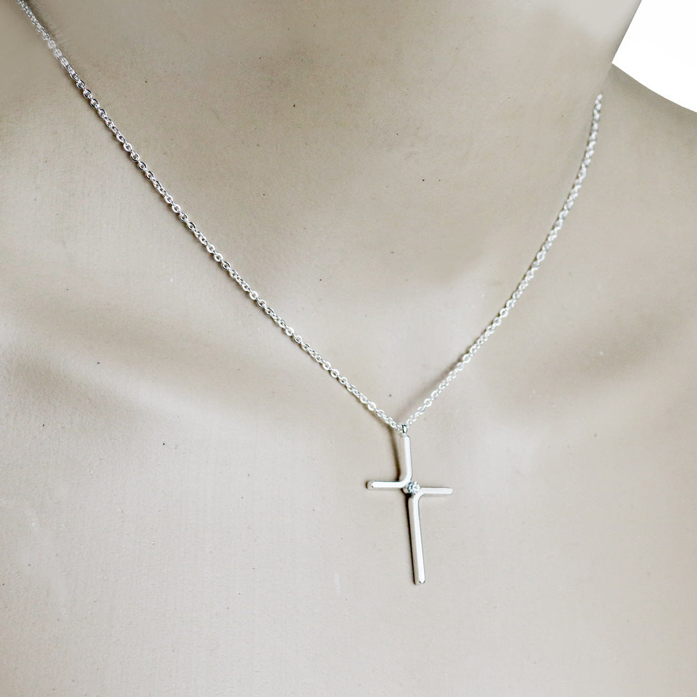 Cross Pendant Titanium Steel Necklace – Elegant Gold & Silver Minimalist Jewelry for Women