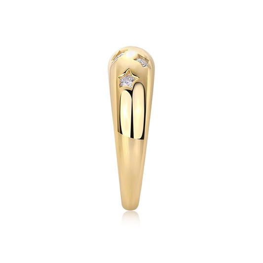 Golden Starburst Moissanite Ring β 925 Sterling Silver, 18K Gold Plated Luxury Jewelry