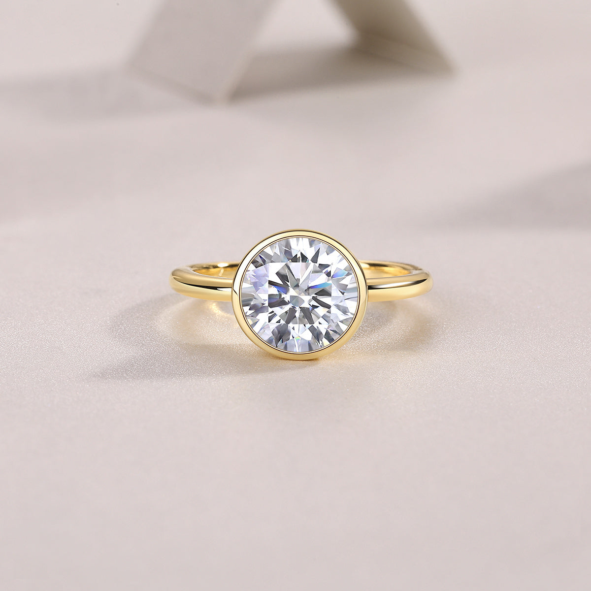 Luxury Moissanite Silver Ring – 925 Sterling, Gold-Plated Shine, Timeless Elegance
