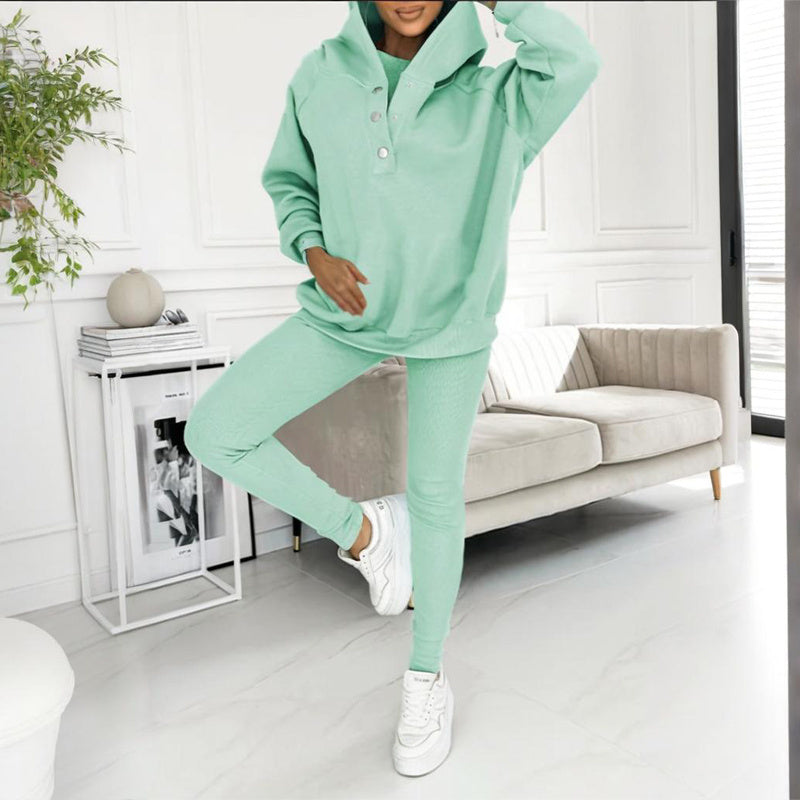 Women’s 3-Piece Cozy Lounge Set – Oversized Top, Tank & High-Waist Pants