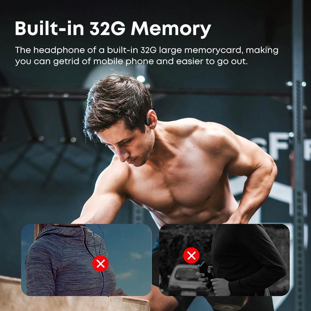 Casa Pandas™ IPX8 Waterproof Bone Conduction Headphones – 32GB Storage