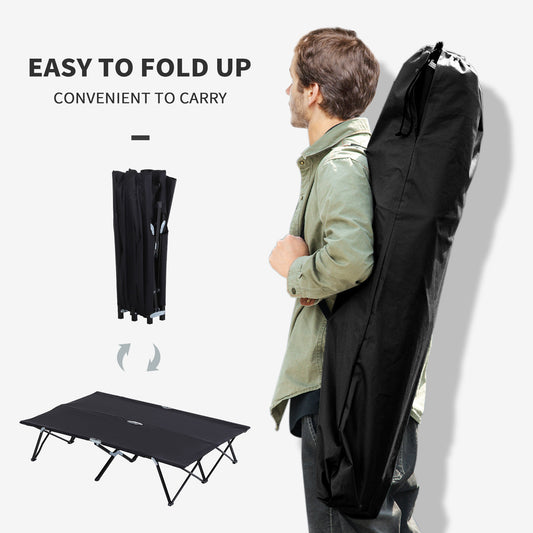 2-Person Folding Camping Cot – Extra-Wide Elevated Outdoor Bed with Carry Bag