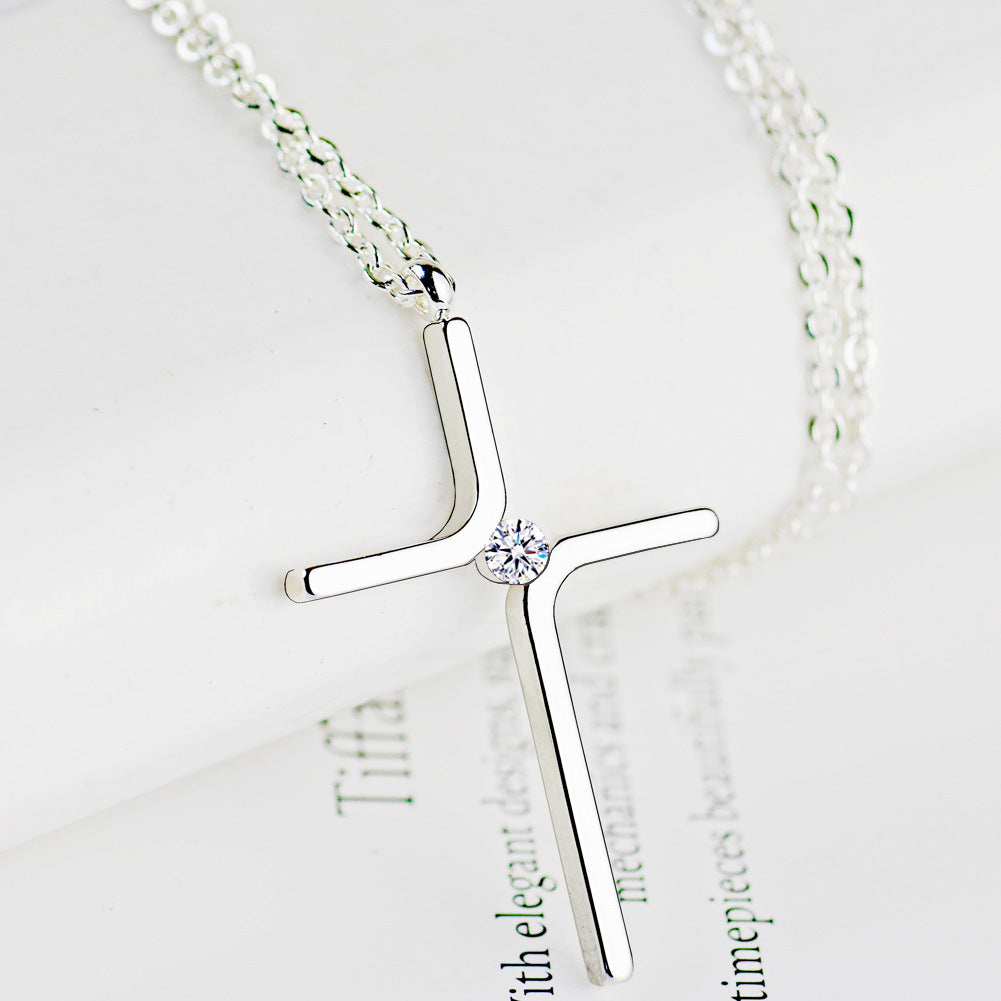 Cross Pendant Titanium Steel Necklace – Elegant Gold & Silver Minimalist Jewelry for Women