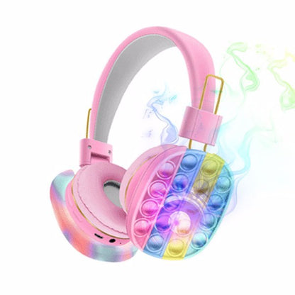 Kids Wireless LED Headphones – Pop-It Stress Relief & Soft Comfort Design