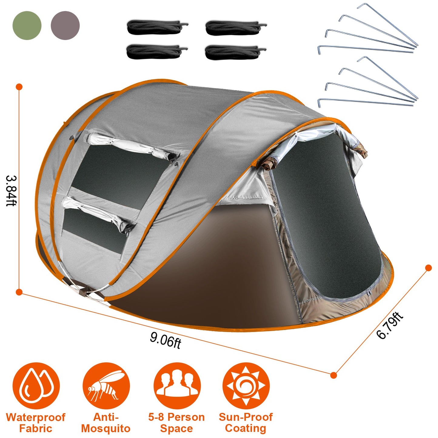 Automatic Pop-Up Camping Tent for 5–8 People | Waterproof Family Tent with Mosquito Net