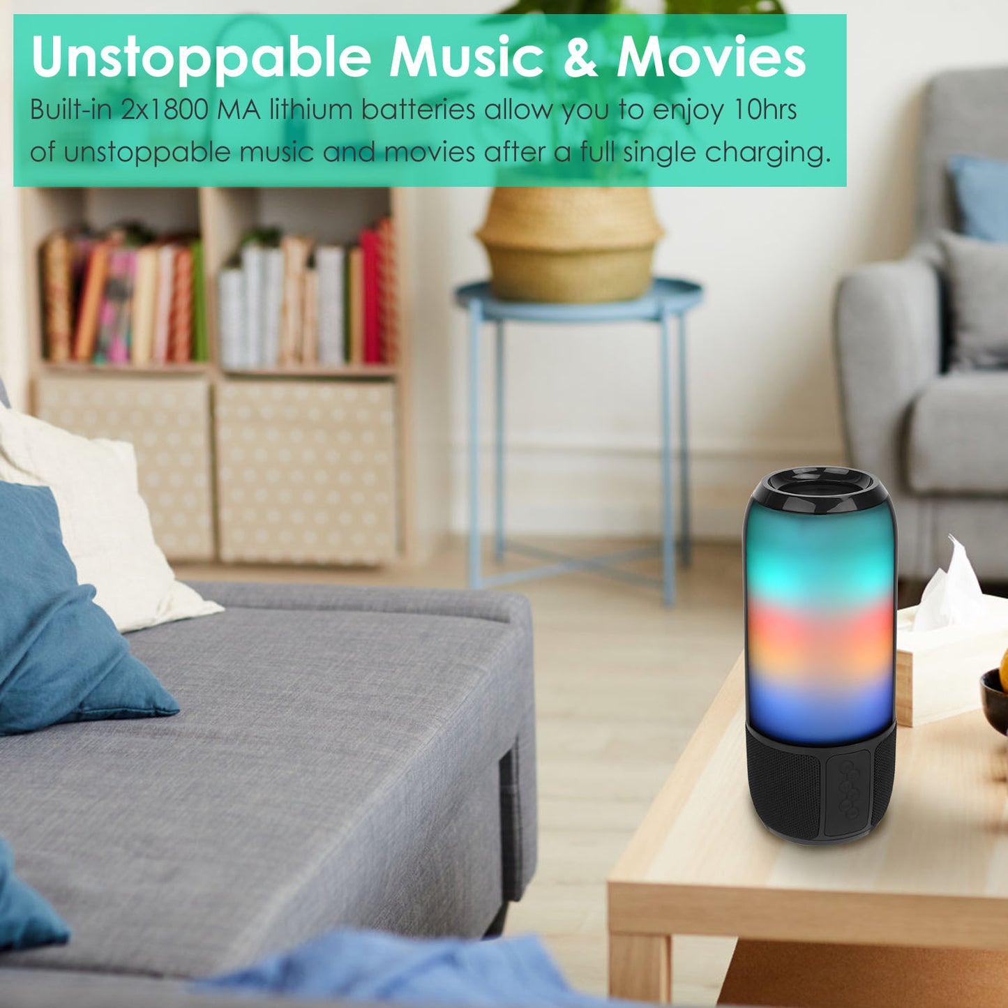 Casa Pandas™ LumoBeats 360 RGB Wireless Speaker – Portable TWS Stereo Sound with Color-Changing