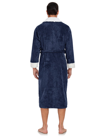 RONGTAI Men's Plush Long Bathrobe – Soft, Warm & Luxurious Fleece Comfort