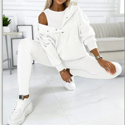 Women’s 3-Piece Cozy Lounge Set – Oversized Top, Tank & High-Waist Pants