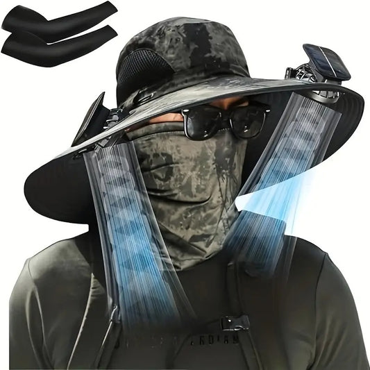 Solar Cooling Sun Hat with Built-In Fan