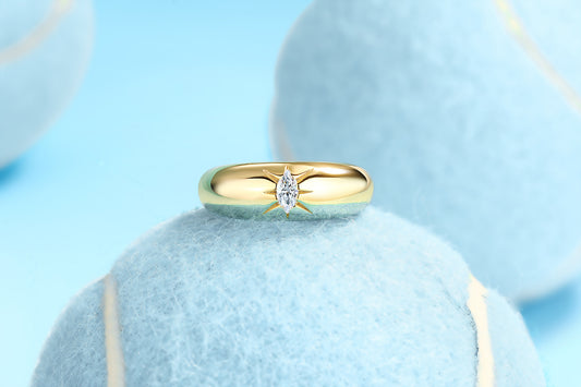 Radiant Moissanite Elegance – 925 Sterling Silver Ring With Gold Plated Finish