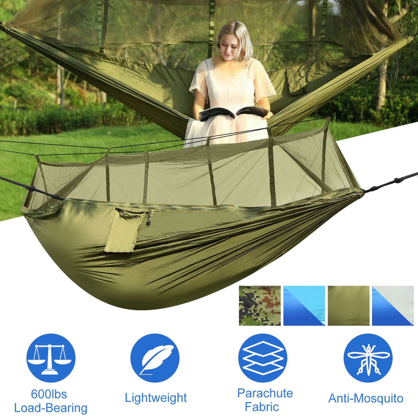 Portable Camping Hammock with Mosquito Net – Lightweight & Durable