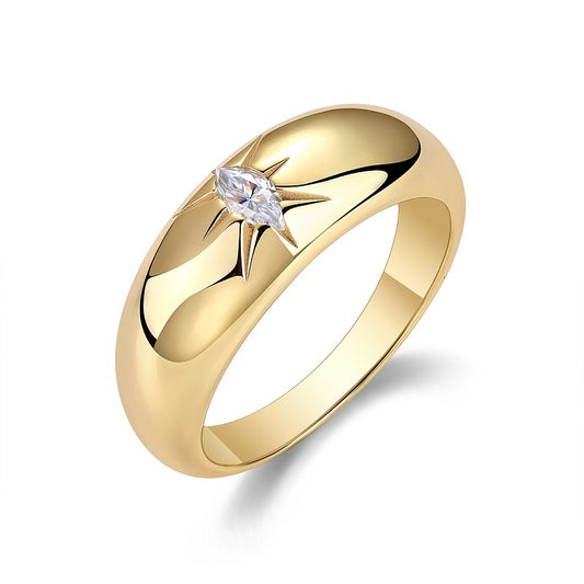 Radiant Moissanite Elegance – 925 Sterling Silver Ring With Gold Plated Finish