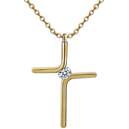 Cross Pendant Titanium Steel Necklace – Elegant Gold & Silver Minimalist Jewelry for Women