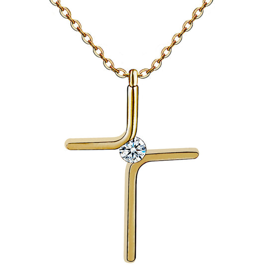 Cross Pendant Titanium Steel Necklace – Elegant Gold & Silver Minimalist Jewelry for Women