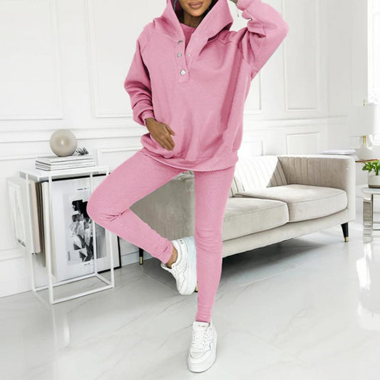 Women’s 3-Piece Cozy Lounge Set – Oversized Top, Tank & High-Waist Pants