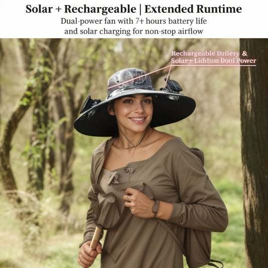 Solar Cooling Sun Hat with Built-In Fan