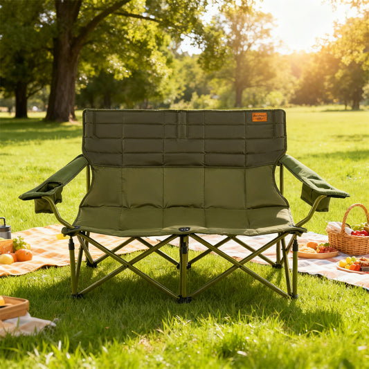 2-Person Extra-Wide Folding Camping Cot with Carry Bag – Elevated Outdoor Sleeping Bed