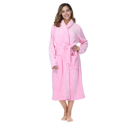 RONGTAI Womens Bathrobe Ladies Fleece Plush Warm Long Robes Fleece Nightgown Sleepwear