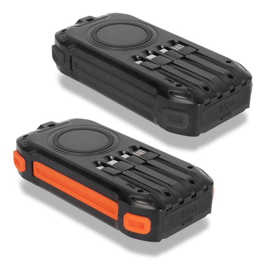 Solar Power Bank 49800mAh – Fast Charging, 4 Built-in Cables & Wireless Charger with LED Flashlight