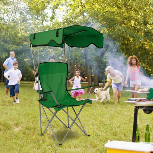 Foldable Camping Chair with Sunshade for Outdoor Use