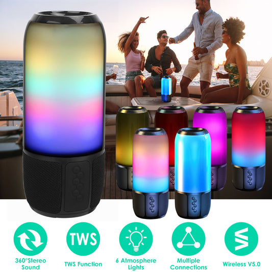 Casa Pandas™ LumoBeats 360 RGB Wireless Speaker – Portable TWS Stereo Sound with Color-Changing