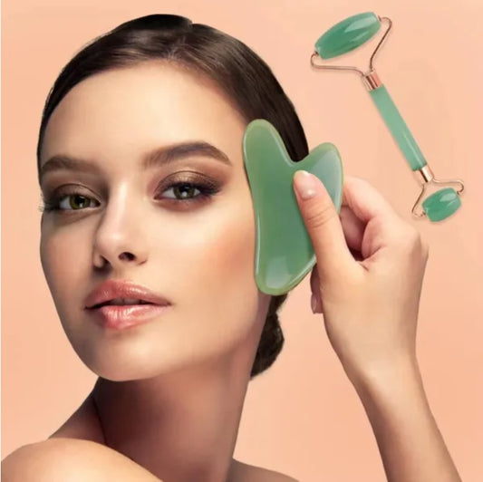 Natural Jade Gua Sha Stone Set – Facial Massager for Glowing Skin