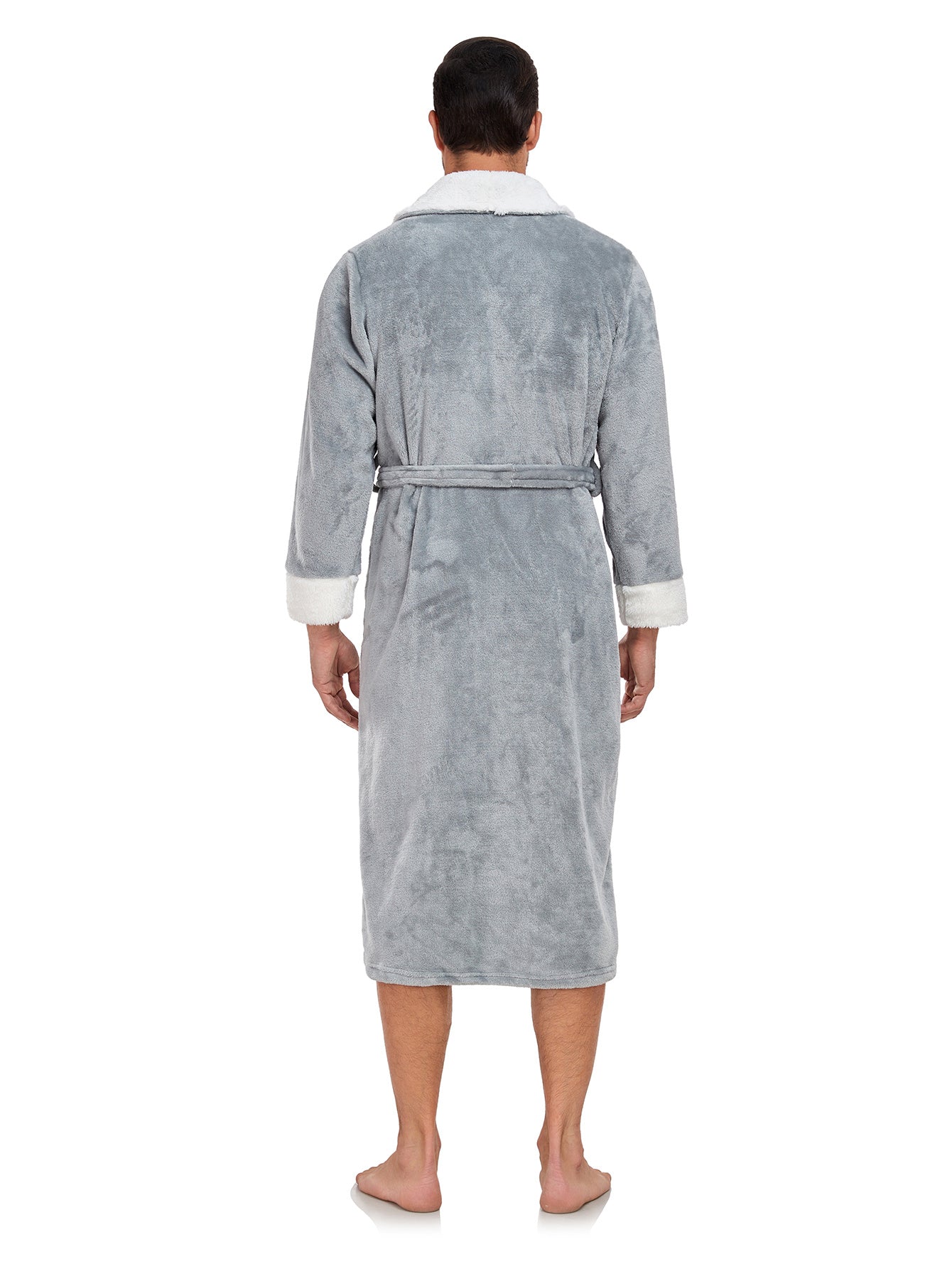 Luxury Plush Bathrobe for Men – Full-Length Warm Fleece Robe with Shawl Collar & Belt