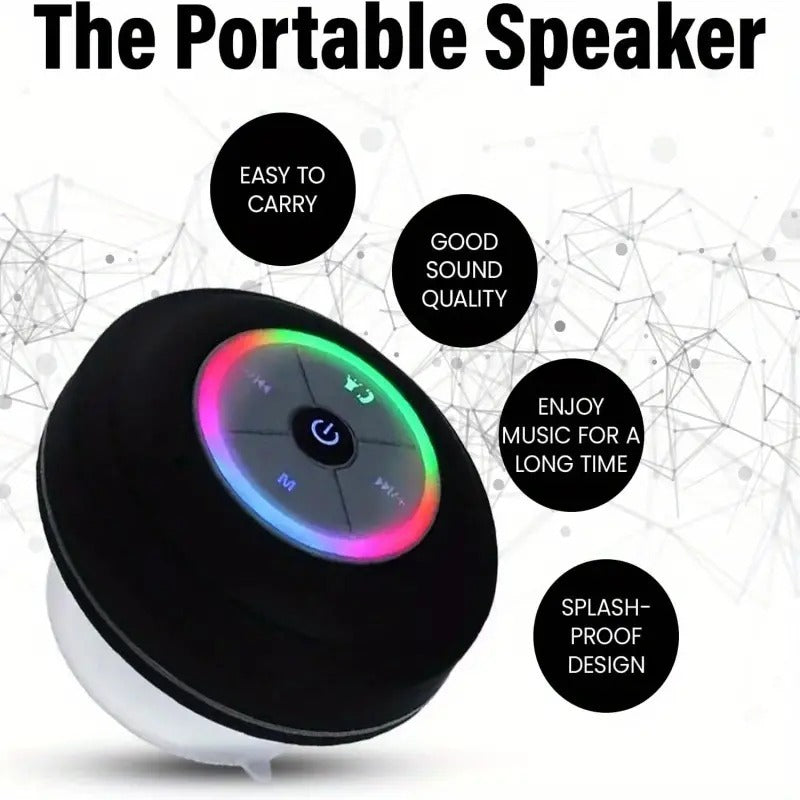 Casa Pandas™ HydroSound Mini Bluetooth Speaker – Waterproof Shower Speaker with LED Light & Suction Base
