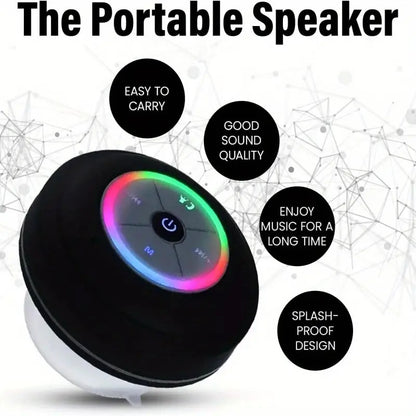 Casa Pandas™ HydroSound Mini Bluetooth Speaker – Waterproof Shower Speaker with LED Light & Suction Base