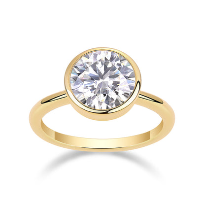 Luxury Moissanite Silver Ring – 925 Sterling, Gold-Plated Shine, Timeless Elegance