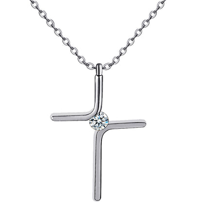 Cross Pendant Titanium Steel Necklace – Elegant Gold & Silver Minimalist Jewelry for Women