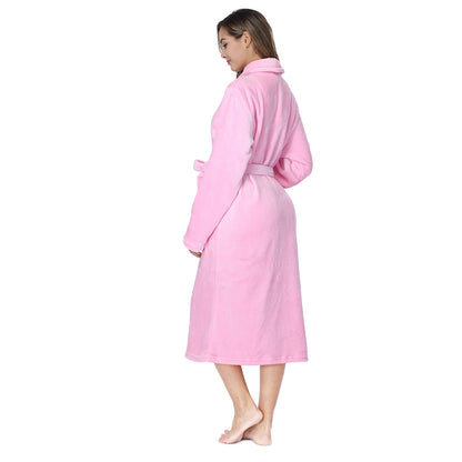 RONGTAI Womens Bathrobe Ladies Fleece Plush Warm Long Robes Fleece Nightgown Sleepwear