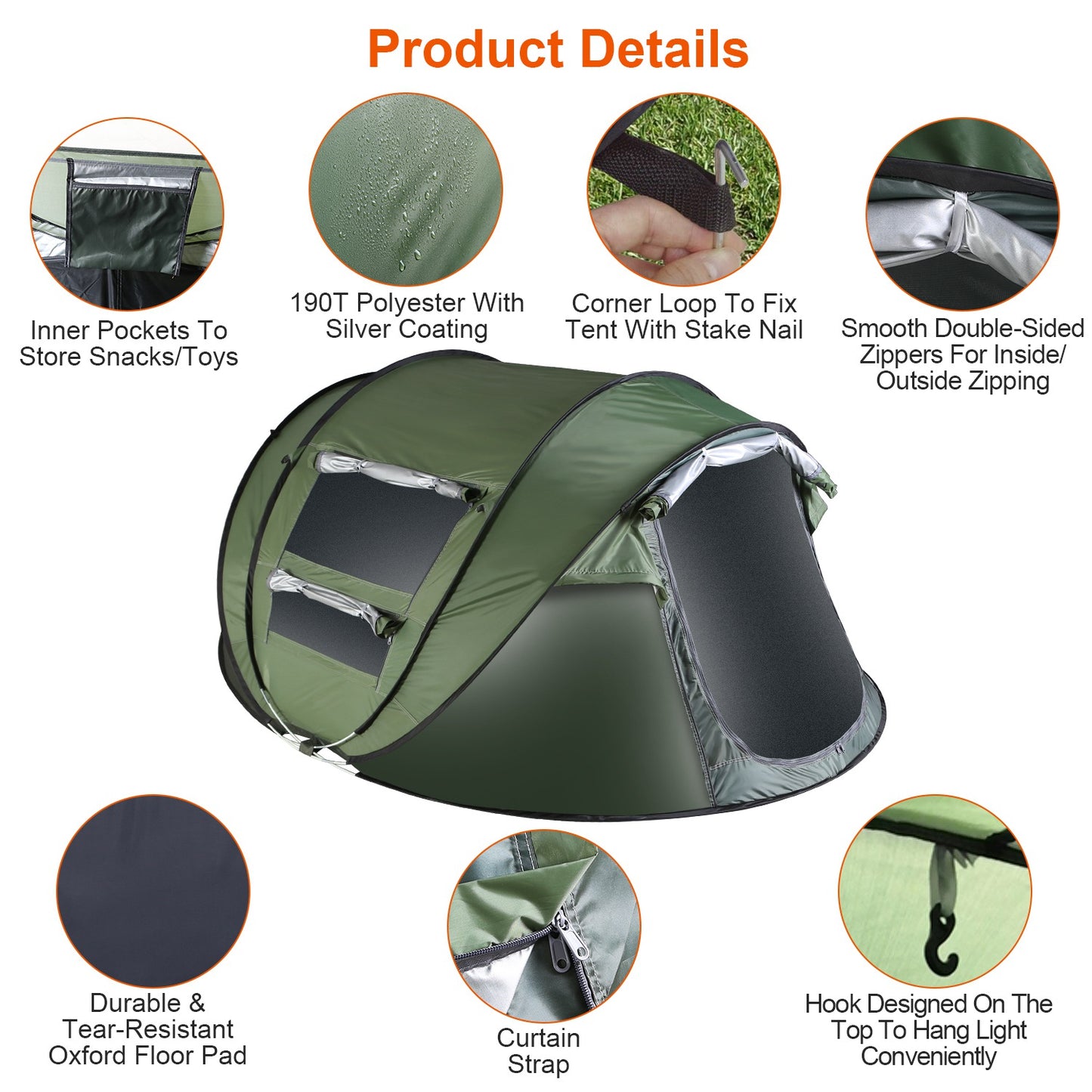 Automatic Pop-Up Camping Tent for 5–8 People | Waterproof Family Tent with Mosquito Net