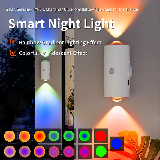Smart Magnetic LED Wall Light – Colorful Ambient Lamp for Bedroom, Bathroom & Hallway