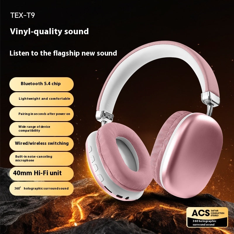 TEX-T9 Wireless Over-Ear Headphones – Deep Bass & Comfort Fit