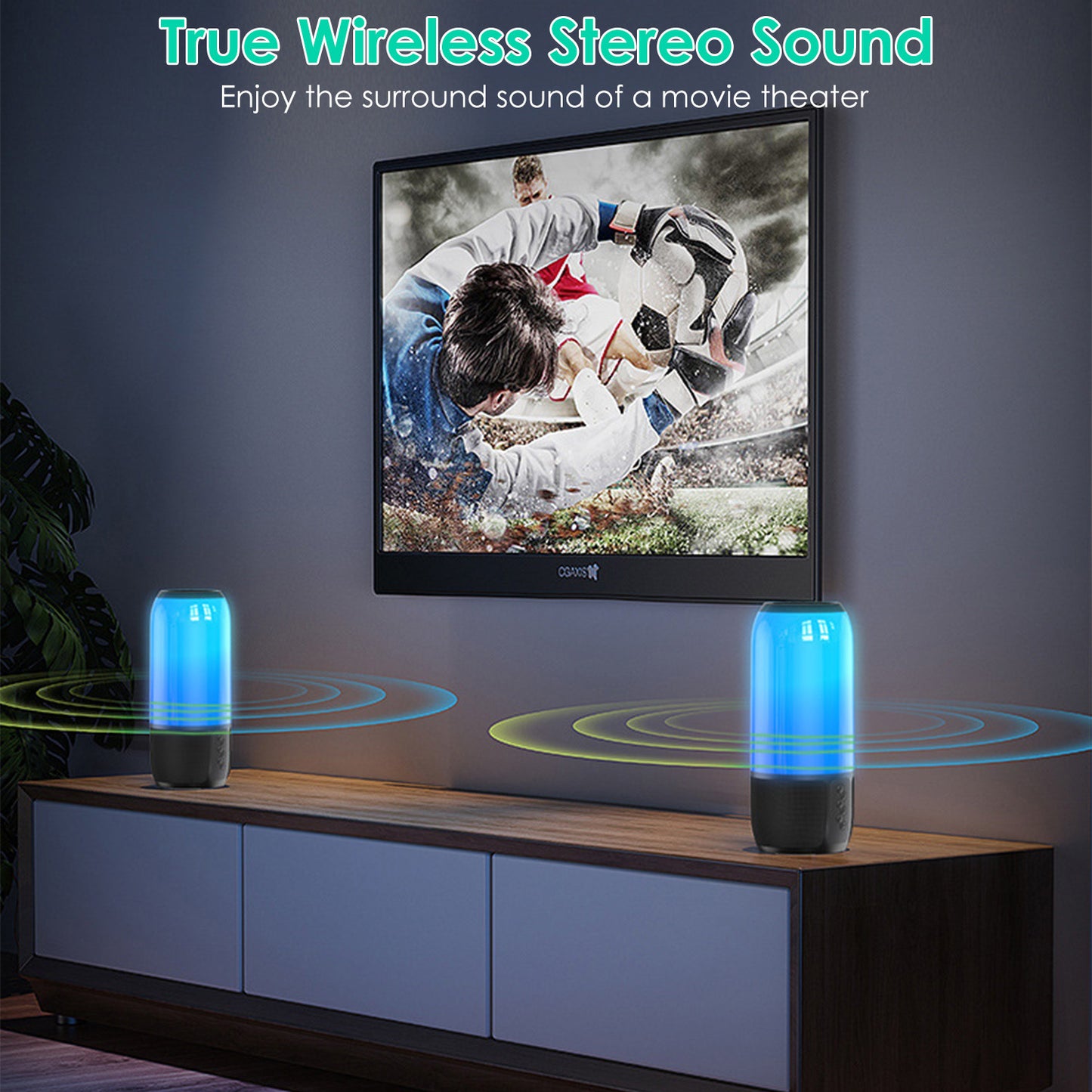Casa Pandas™ LumoBeats 360 RGB Wireless Speaker – Portable TWS Stereo Sound with Color-Changing