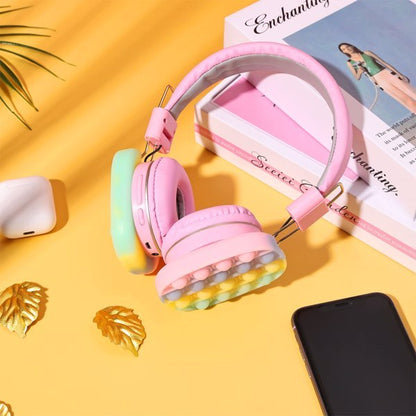 Kids Wireless LED Headphones – Pop-It Stress Relief & Soft Comfort Design