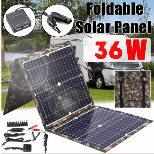 ExplorerFold™ 36W Portable Solar Panel Charger for Camping & Off-Grid Power