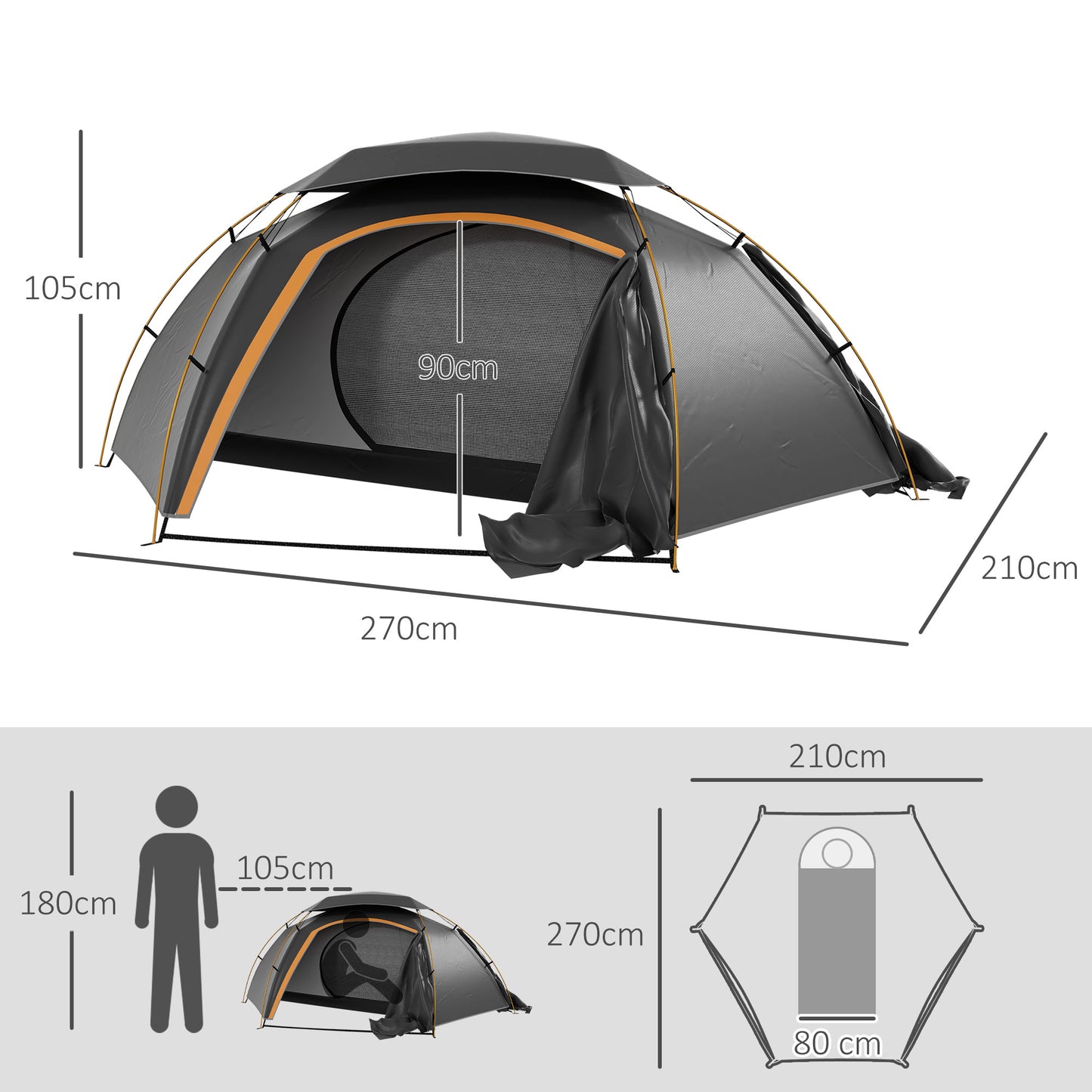 2-Person Waterproof Camping Tent – Lightweight Dome Shelter with Rainfly